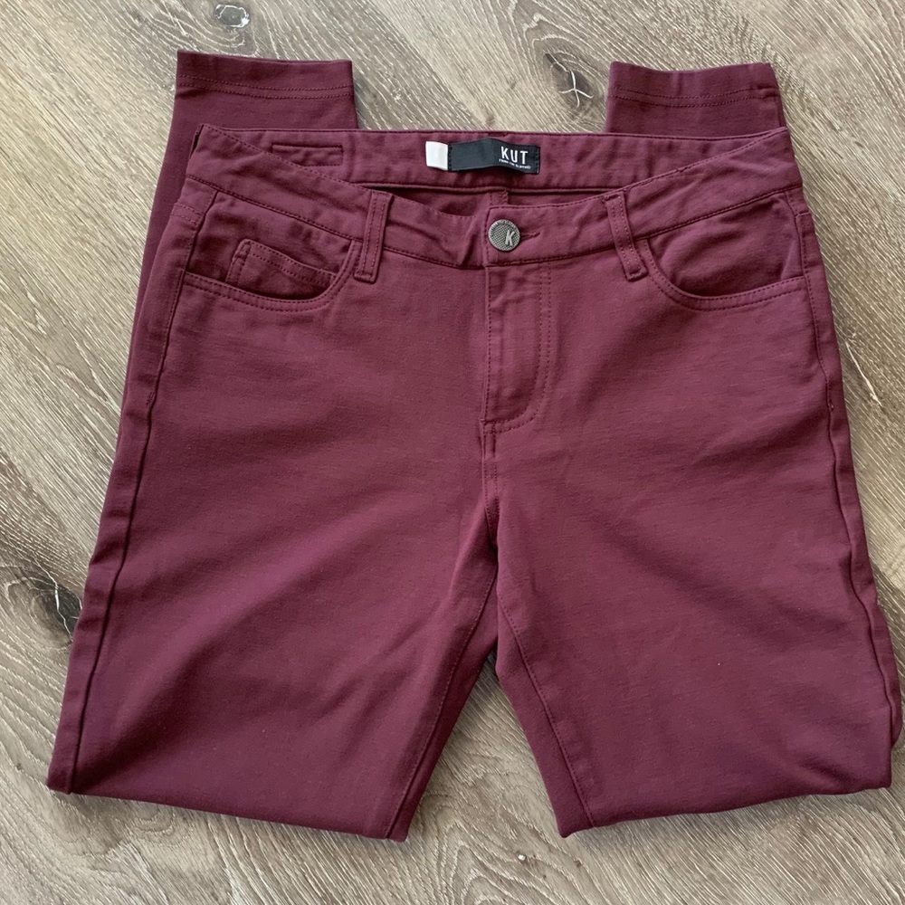 Kut Burgundy High Rise Donna Skinny Ankle Pants